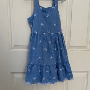 Cat & Jack Denim Blue Dress with White Floral Embroidery